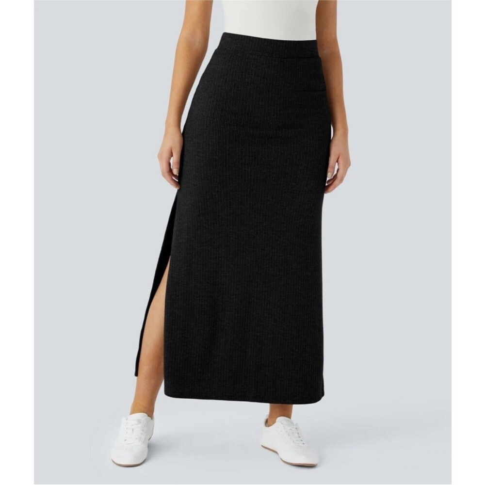Halara Womens Ribbed High Waisted Bodycon Midi Casual Skirt Size XL - Picture 5 of 13